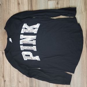 VS PINK Bling Tshirt sz S Black with Silver Sequins